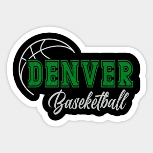 Classic Name Denver Vintage Styles Green Basketball Sticker